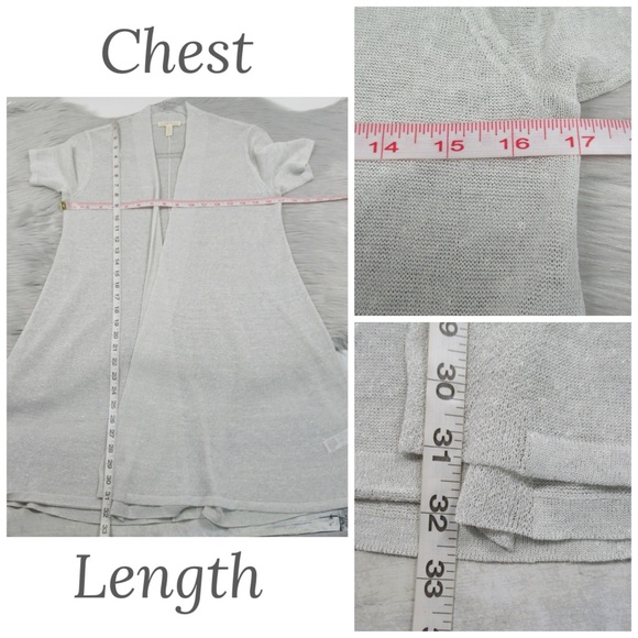 EILEEN FISHER Fine Organic Linen Crepe Shimmer Sheer Cardigan Women’s Size Large - Picture 11 of 11